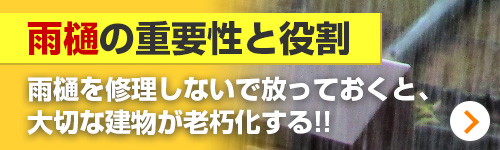 雨樋の重要性と役割 雨樋を修理しないで放っておくと、大切な建物が老朽化する!!